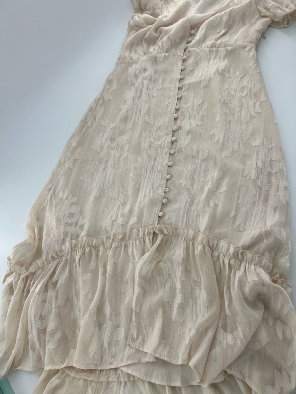Lulu’s Gala in the Garden Cream Jacquard High-Low Midi Dress fairy cottagecore - Picture 8 of 10